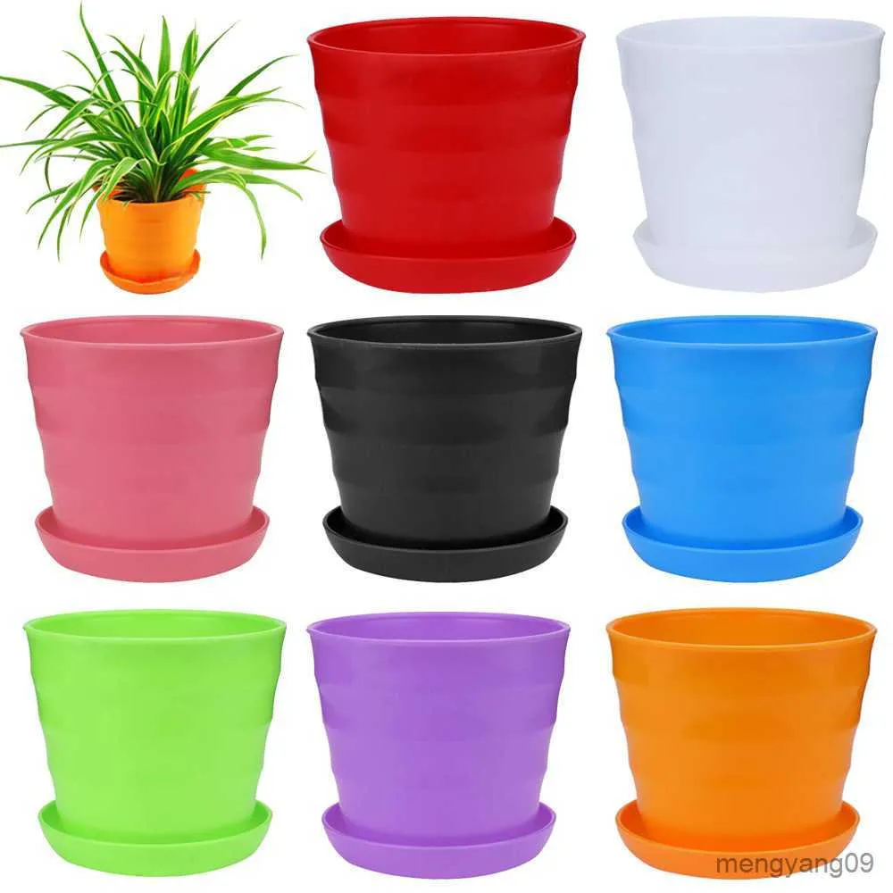 Planters POTS 9*9*8cm Färgglada miniplastblommor i Succulent Plant Flowerpot Home Office Desktop Decor Plant Pot M30#35 R230620