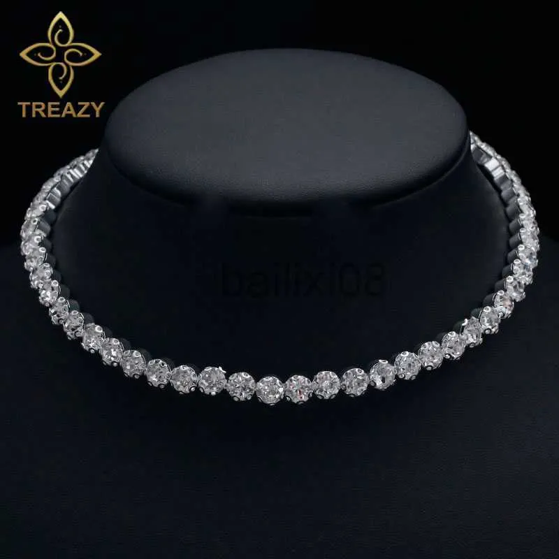 Pendanthalsband Treazy Bridal Fashion Crystal Rhinestone Choker Halsstema Kvinnor Bröllop Cessories Tennis Chain Chokers smycken Collier Femme J230620