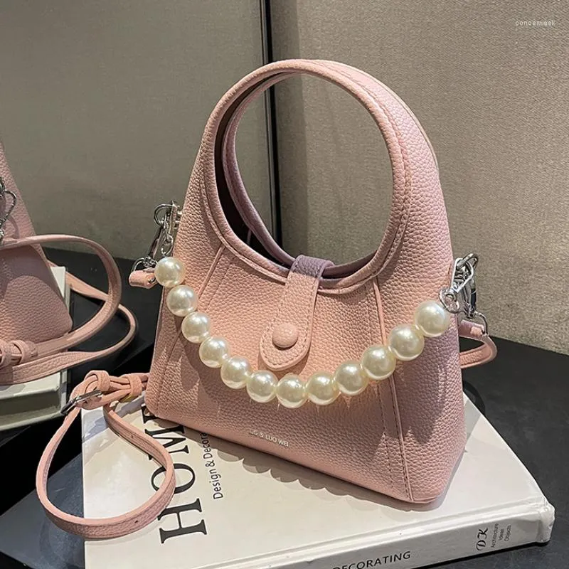 Evening Bags 2023 Spring For Women Sac A Main Designer Handbags Vintage Pearl Handle PU Leather Bucket Crossbody Ladies Totes Bag Bolso