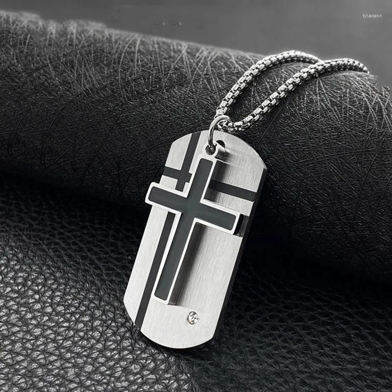 Naszyjniki wisianta w stylu wojskowym mat metra dla psa nożyczka stal nierdzewna Naszyjnik Choker Cross Srebrny kolor religijna biżuteria chrześcijańska
