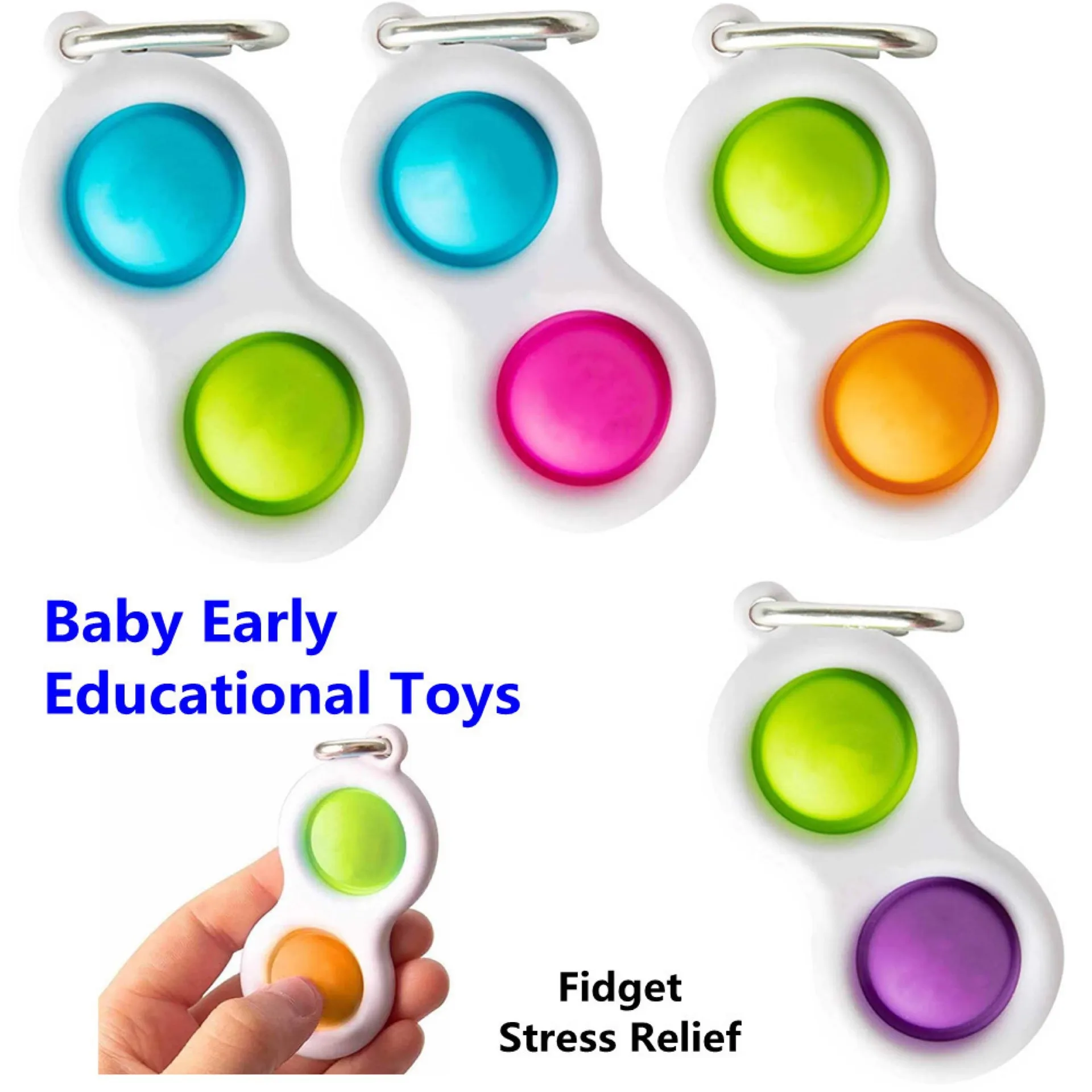 Rainbow Keychain Pandents Pop It Fidget Toy Sensory Push Bubble Autisme Besoins Spéciaux Anxiété Stress Reliever for Office Fluorescen Stock X