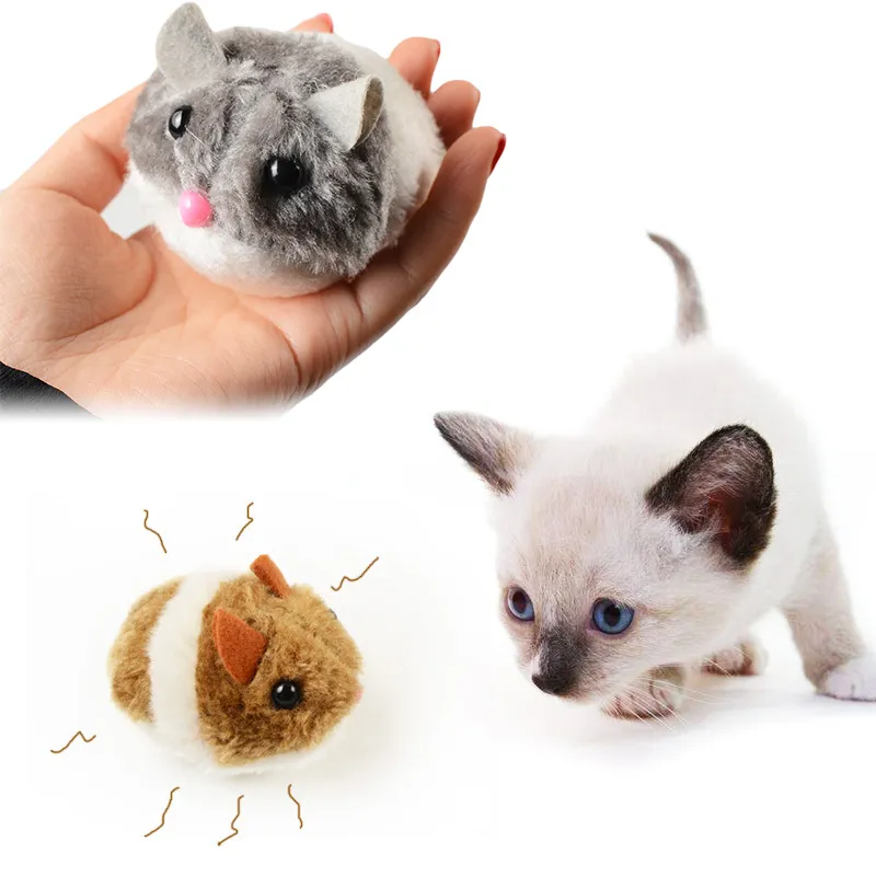 Ratón de juguete de peluche para gatos, juguete divertido para perros, ratón con movimiento vibratorio sin batería, juguete interactivo para gatos pequeños, suministros de piel para mascotas, regalo, 1 ud.