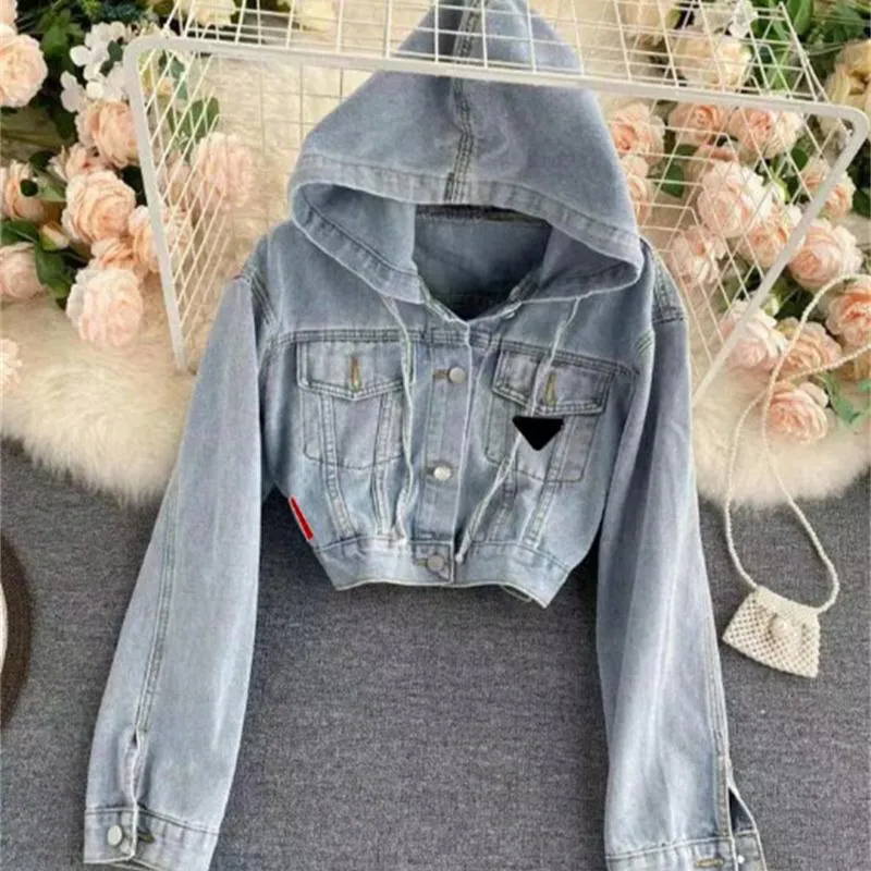 Triangle Brand Prd Jacket Womens Jackets Denim Coat Wash Blue Designer Womens Button Letters Shirts Woman Jackets Triangle Jacket 1689