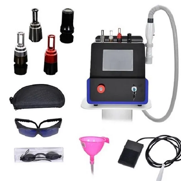 Portable Nd Yag Laser 1320nm/1064nm/532nm/755nm Picosecond Laser pico laser q-switched tattoo removal Skin Tightening laser with 4 tips