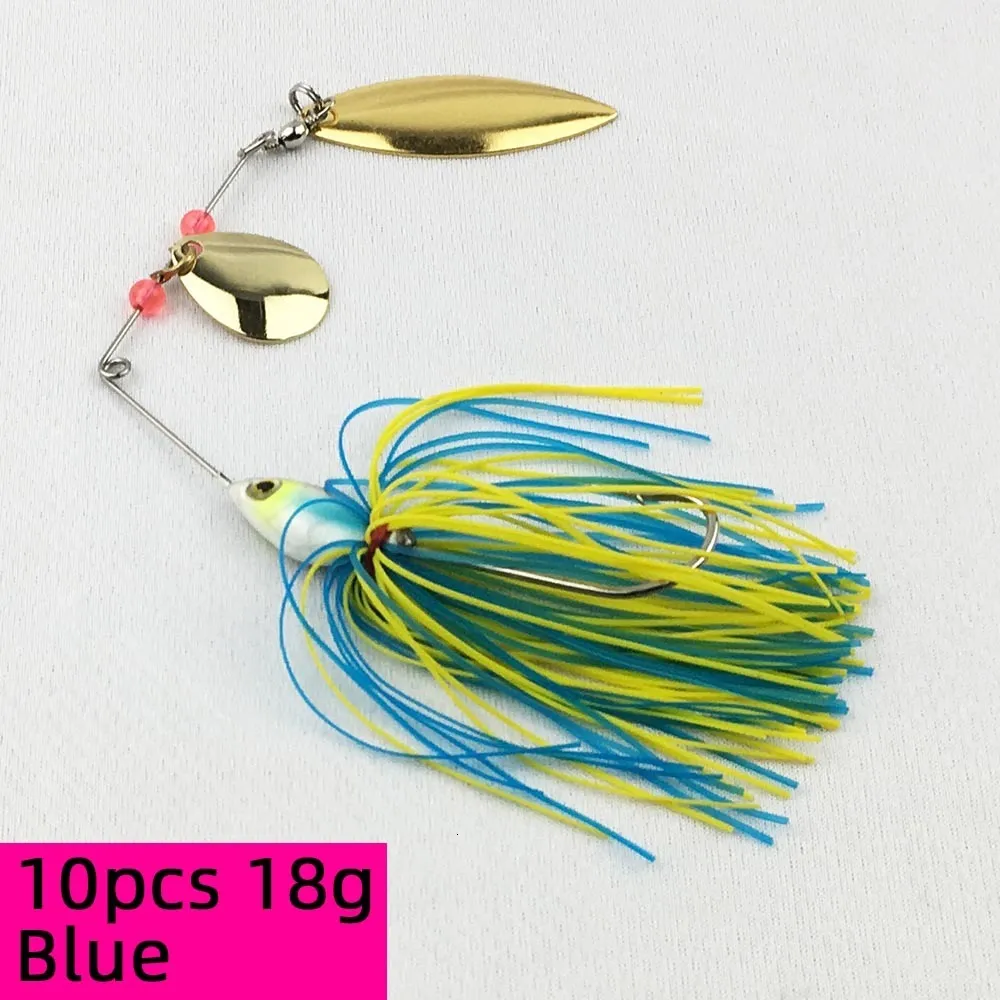 Lot de 10 leurres de pêche Spinnerbait, bar, truite, saumon en métal dur avec boîtes de pêche