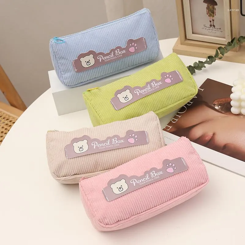 1pcs kawaii قلم رصاص Cartoon Bear Velvet Gift Estuches School Box Pencilcase Fage Supplies