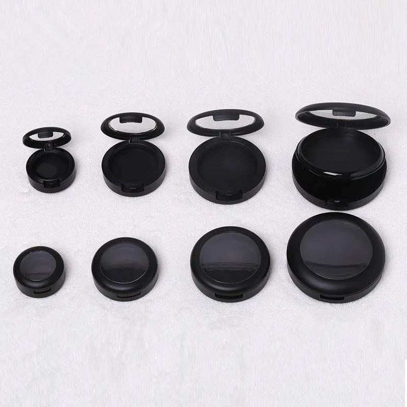 Pó de sombra de plástico preto vazio de 36 mm compacto, recipiente de blush elegante de alta classe de 44 mm, ferramenta de maquiagem profissional F1056 Amfpv