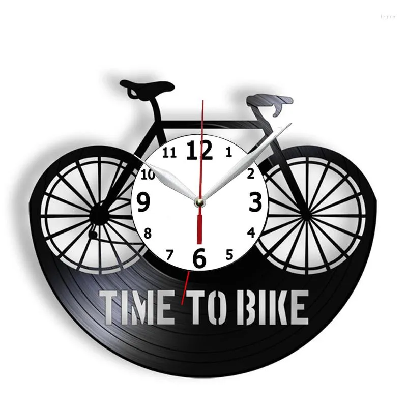 Horloges murales Time To Bike Art Horloge décorative Vintage Black Hanging Record 3D Montres Bicycle Decor