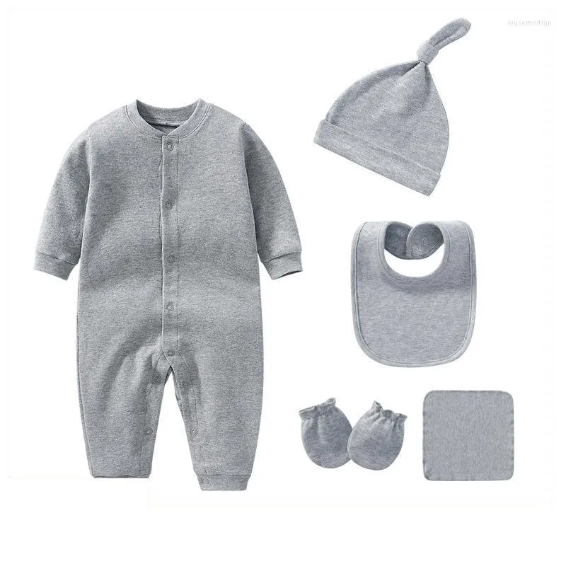 Zestawy odzieży 6pcs Baby Boy Jumpsuits moda bawełniana solidna urodziła się chłopcy romper stroje ubrania