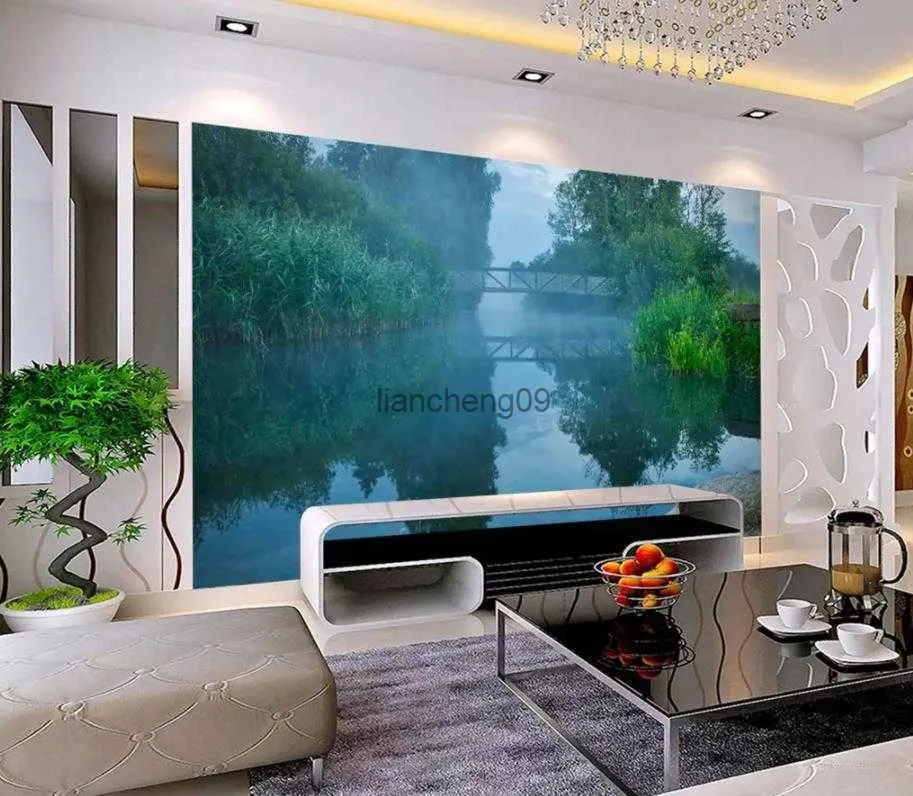 Personnalisé 3D peintures murales petit pont jungle peinture murale salon TV fond papiers peints décor à la maison L230620