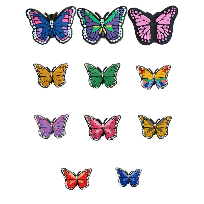 Shoe Parts Accessories Colorf Butterfly Pattern Charms For Clog Jibbitz Bubble Slides Sandals Pvc Decorations Christmas Birthday Gif Otcd7