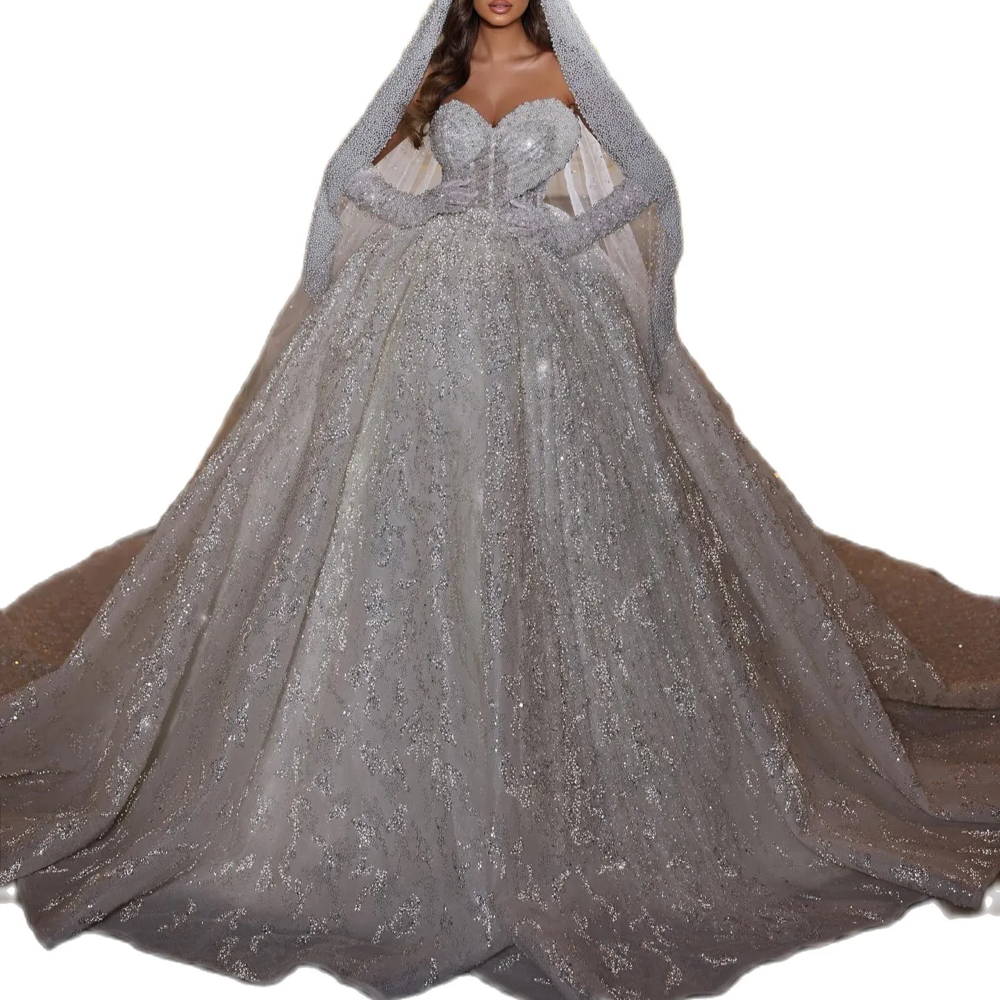 Abito Da Sposa Da Spicco Di Paillettes Luccicante: Abito Cappella