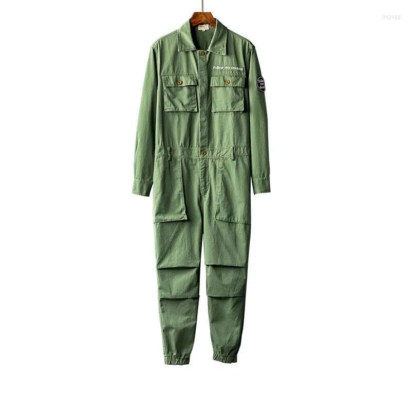 Mäns byxor stilfulla overaller män jumpsuit bomull långärmade rompers streetwear mode casual klädlast hip hop manliga byxor