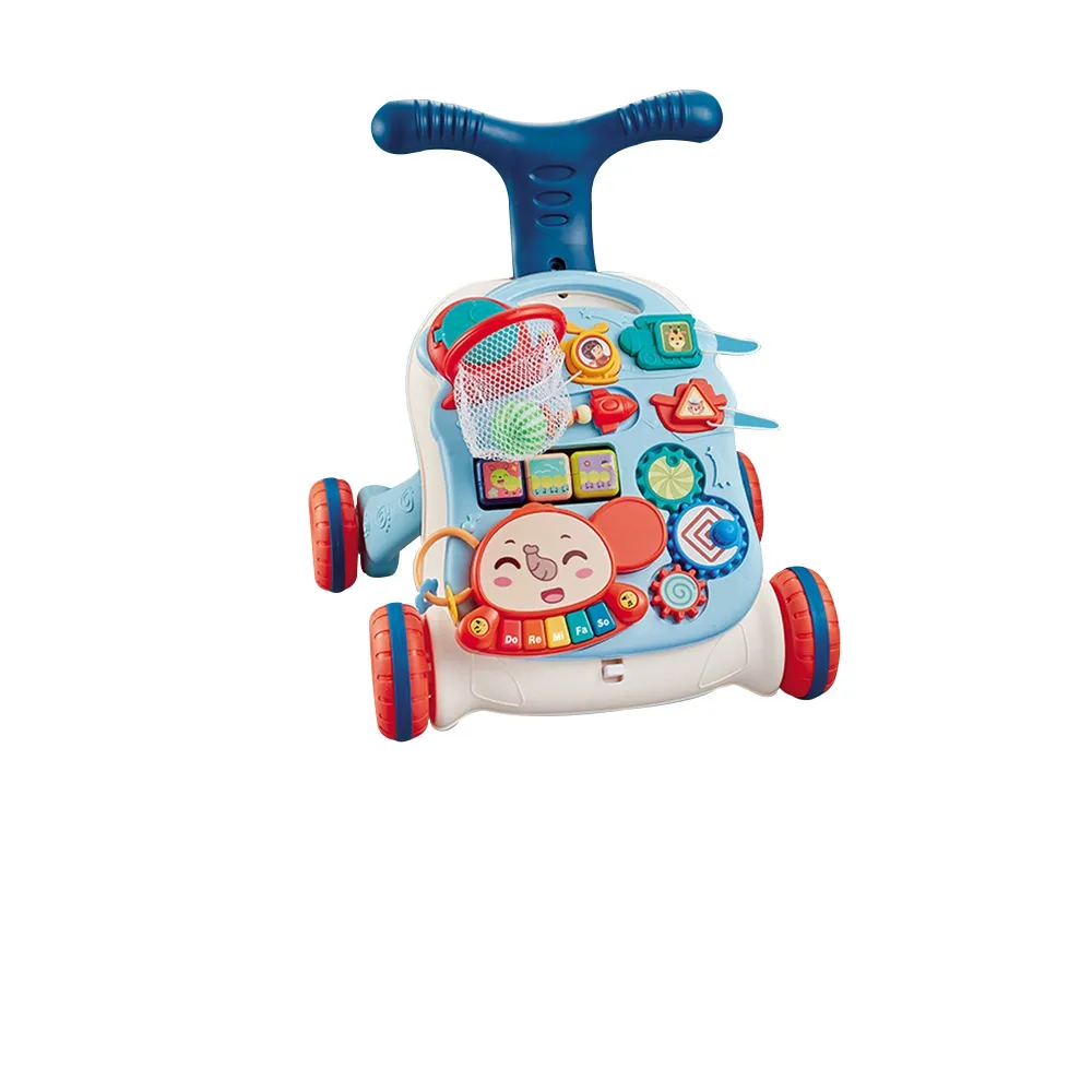 Carrinho de bebê infantil Carrinho de caminhada 4 rodas Velocidade ajustável Anti-capotamento Multifuncional Mesa de jogo Brinquedo de aprendizagem infantil