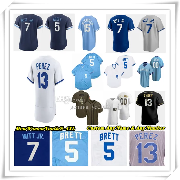 Aangepaste honkbalshirts Maikel Garcia Freddy Fermin Nicky Lopez Kyle Isbel Matt Duffy Lyles Brady zanger Brad Keller Scott Barlow Taylor Clarke ROYALS FRANMIL