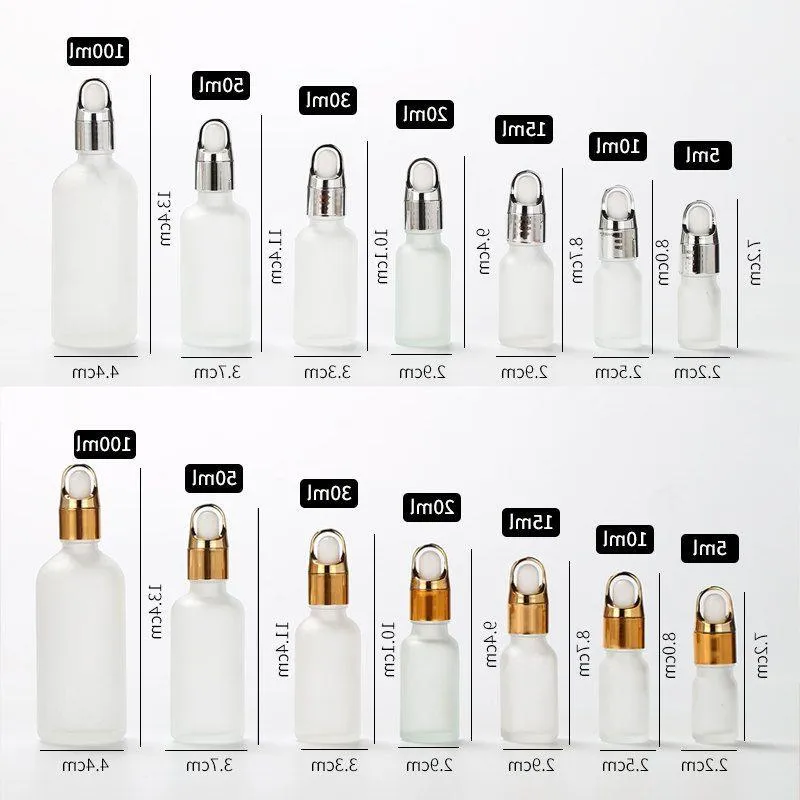 5 ml 10 ml 15 ml 20 ml 30 ml klar frostad glasflaska med aluminiumlock Eterisk oljedropparflaskbehållare Fast frakt F1808 CEEOI