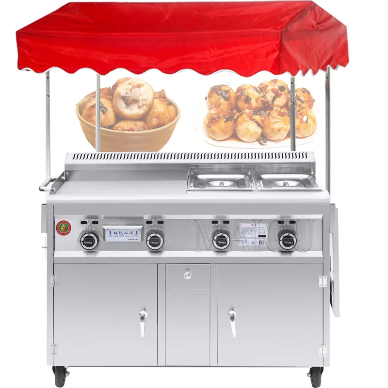 Handkuchenmaschine, Gas-Grillplatte, Fritteusenmaschine, Multifunktionswagen, kommerzieller Snackwagen