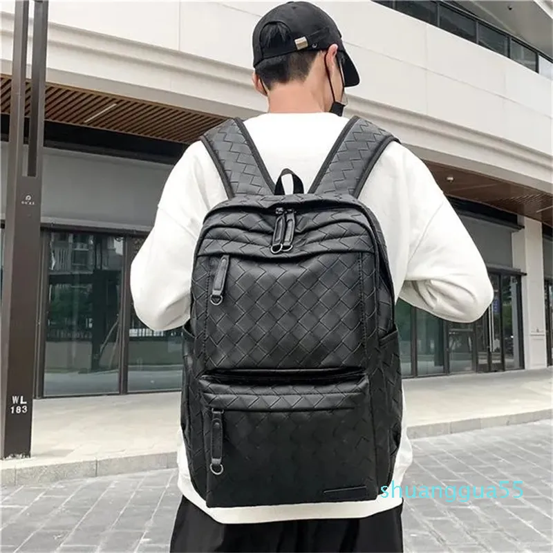 Designer Rucksäcke Für Männer Business Laptop Schulter Marke PU Leder Stricken Notebook Bagpack Männlichen Schul Rucksa