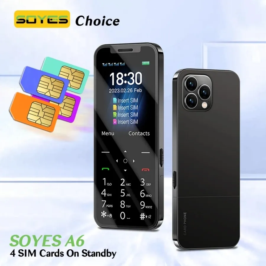 Оригинальный Мобильный Телефон SOYES A6 С 4 Четырьмя SIM Картами В Режиме  Ожидания Одновременно GSM 2G Мини Мобильный Телефон С Дисплеем 2,4 Дюйма,  1200 МАч С MP3 FM Фонариком, Телефон Для Детей