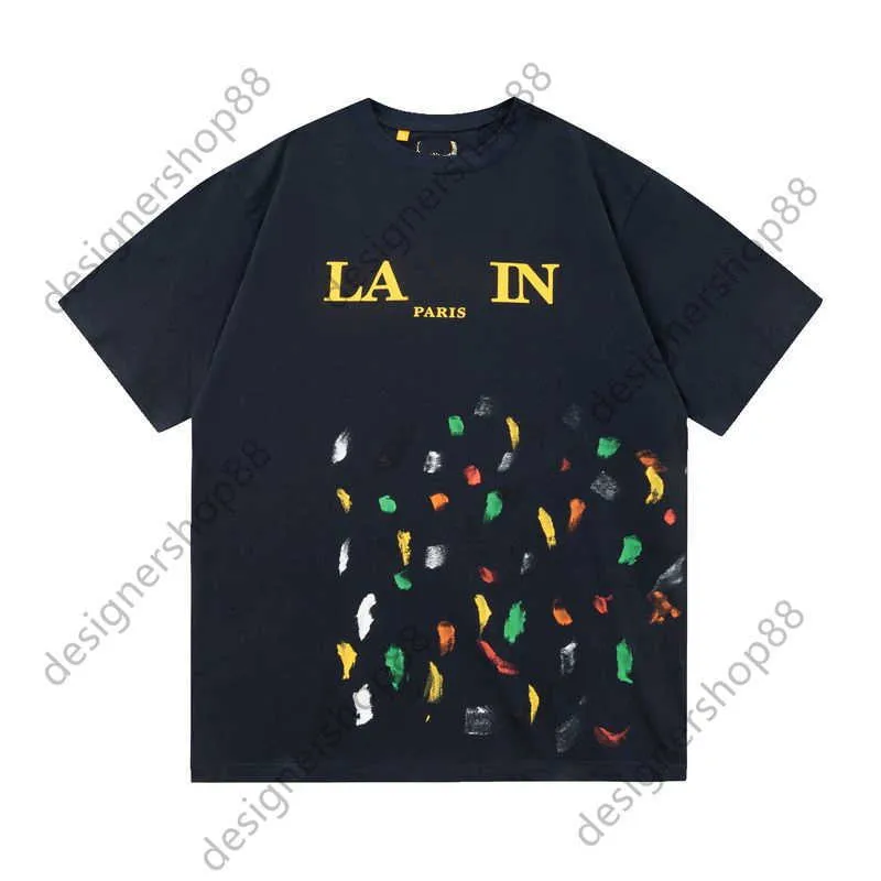 Gellary Dapt Lavins T-shirts pour hommes de haute qualité pour hommes et femmes Splash Ink T-shirt à manches courtes peint à la main Lovers Co-branding Fashion