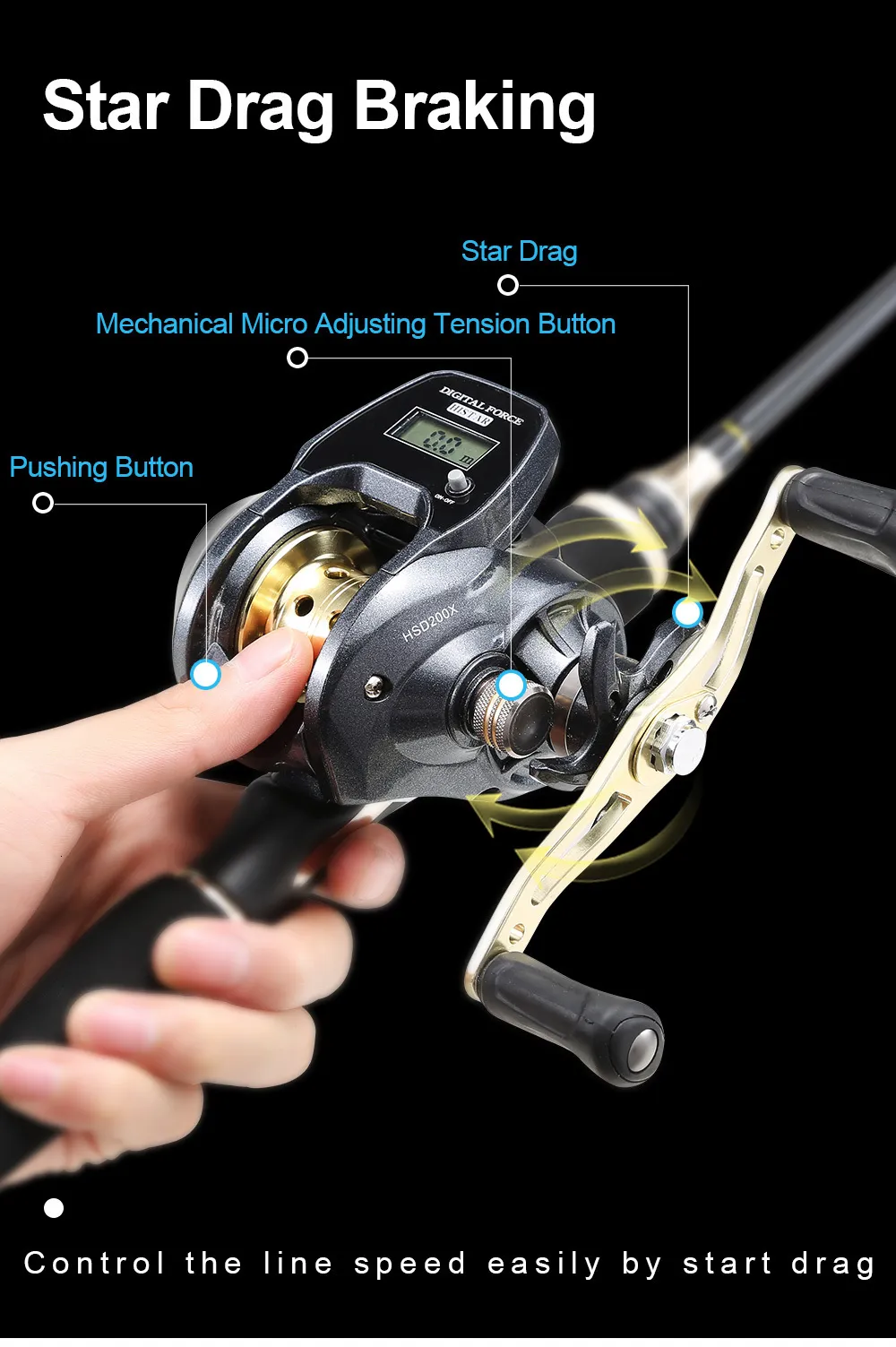 HISTAR Long Casting H20 Express Baitcast Reel 7.0/1 High Ratio