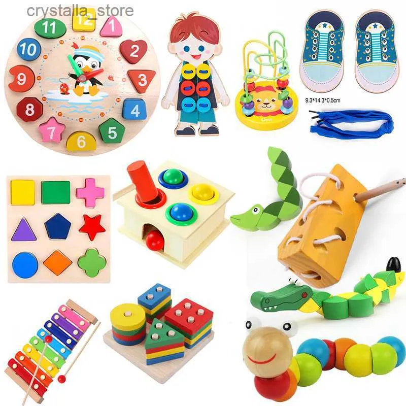 Puzzles Montessori en bois pour enfants, jouet pour bébé de 2 ans