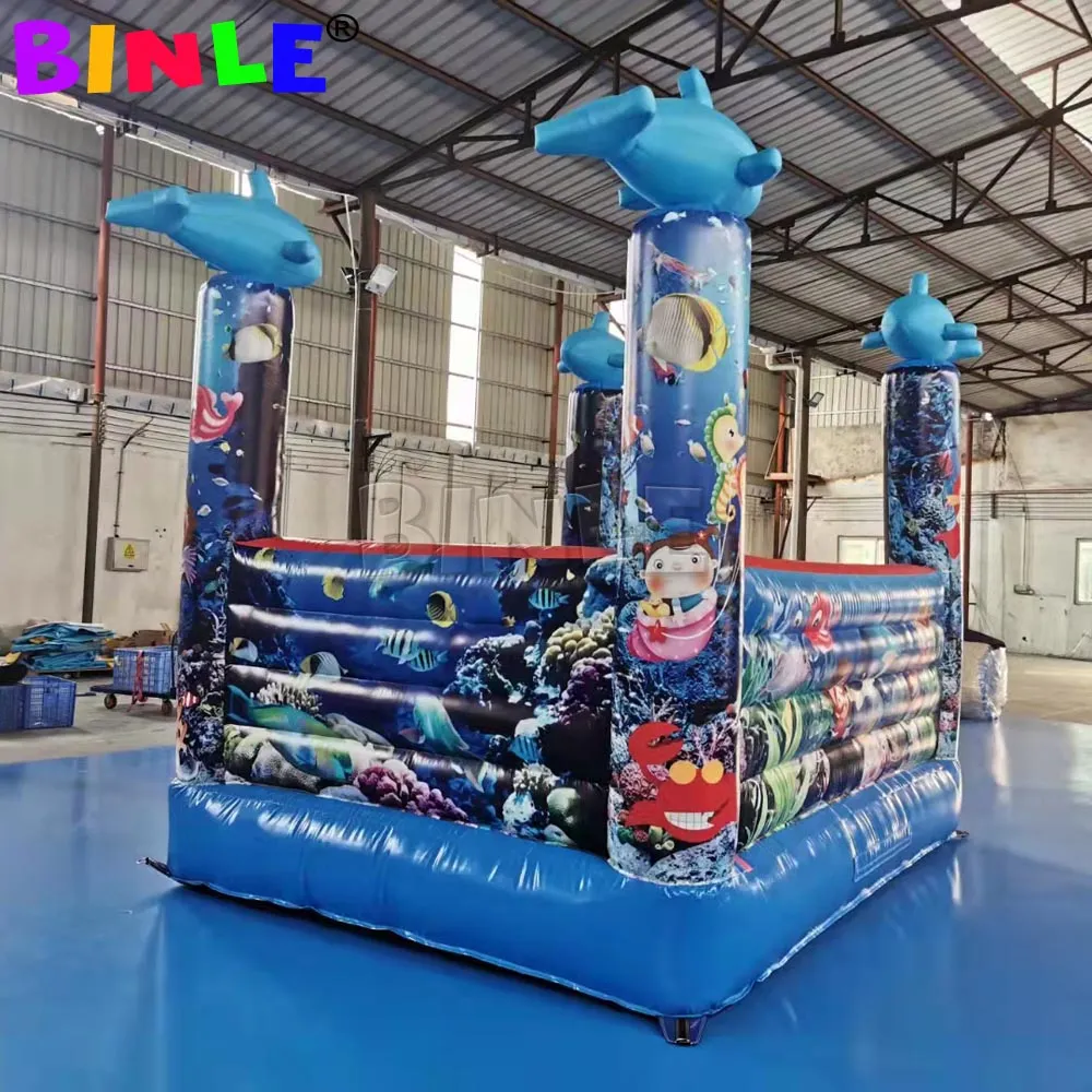 Ocean Theme Inflatable Bounce House - 11.5ft x 8ft Kids Bouncy Castle ...