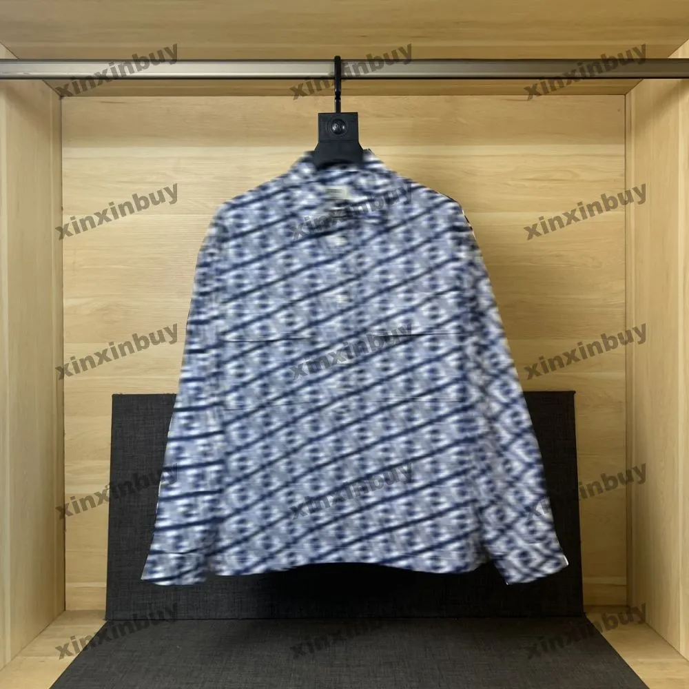 Xinxinbuy Men Designer Coat Jacket Paris Double Letter Jacquard Roma Långärmad bomull Kvinnor Blue Black M-2XL