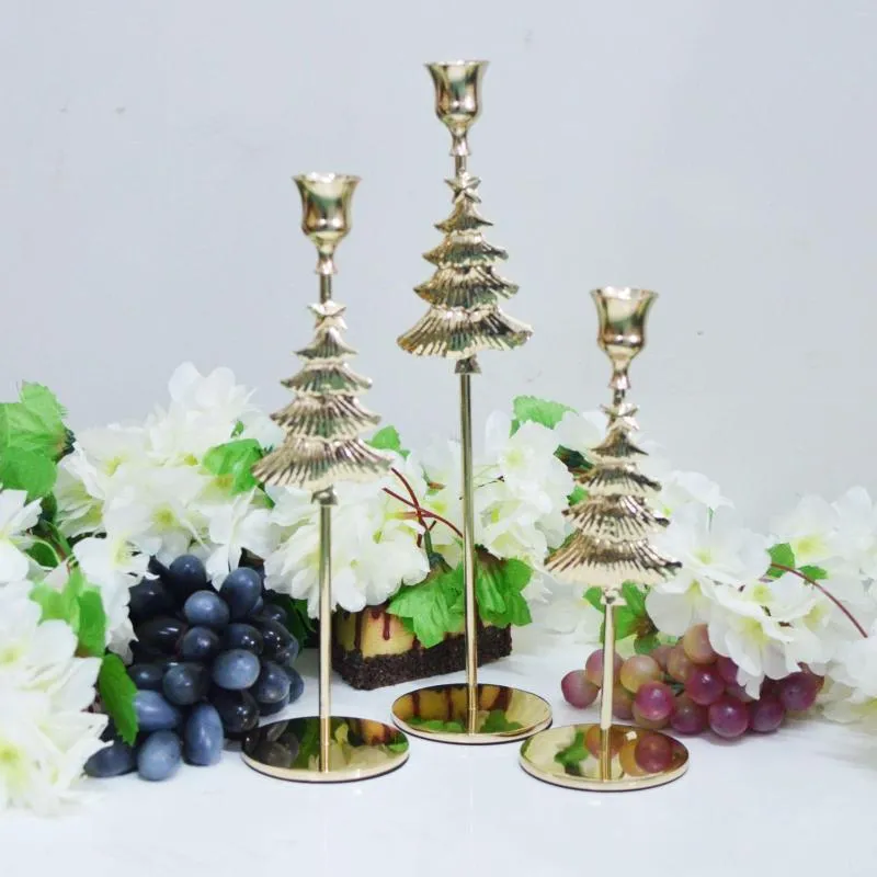 Candle Holders Metal Christmas Tree Candlestick Ornaments Creative Atmosphere Sense Bell Holder Candlelight Dinner Table Set