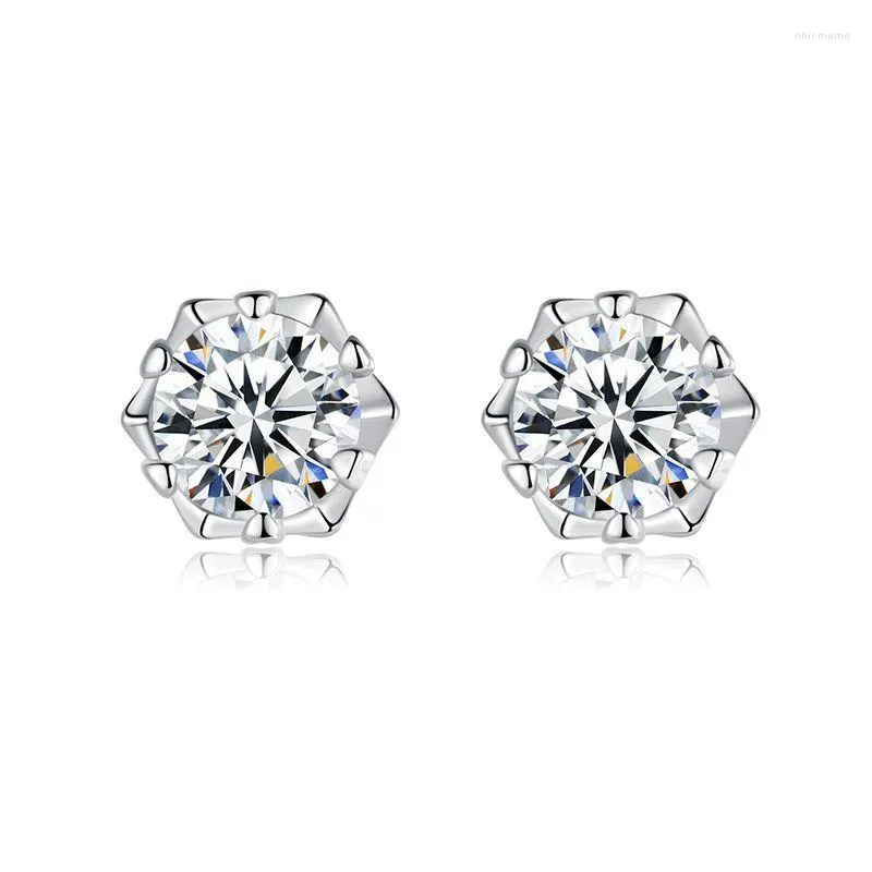 Stud -oorbellen gratis druppel 1CT 6/4 turen d kleur moissaniet oor noppen 925 sterling zilveren diamant 14k fijne sieraden