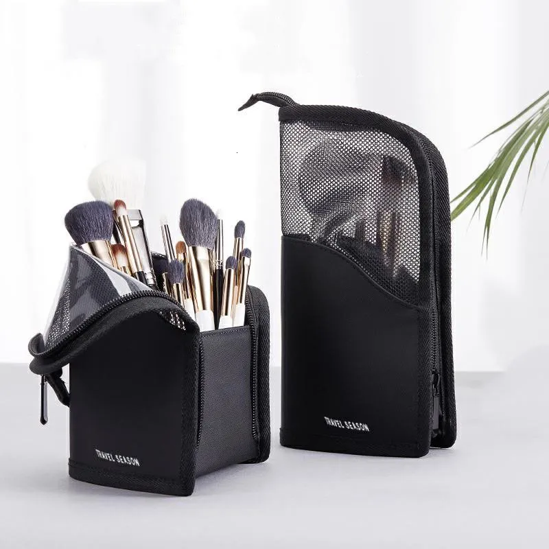 Kosmetiska väskor 1 PC Stand Bag For Women Clear Zipper Makeup Travel Female Brush Holder Organizer Toalettety 230620