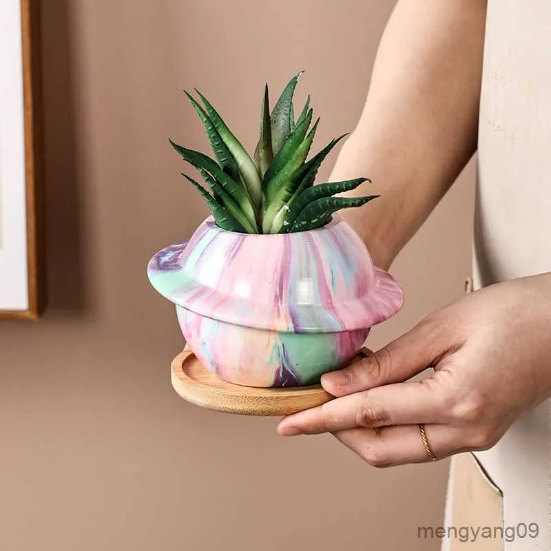 Planters Pots Fleshy Garden Decoration Planet Creative Flowerpot Ceramic Soft Modeling Creative Fleshy Small Flowerpot Pots For Flowers R230620