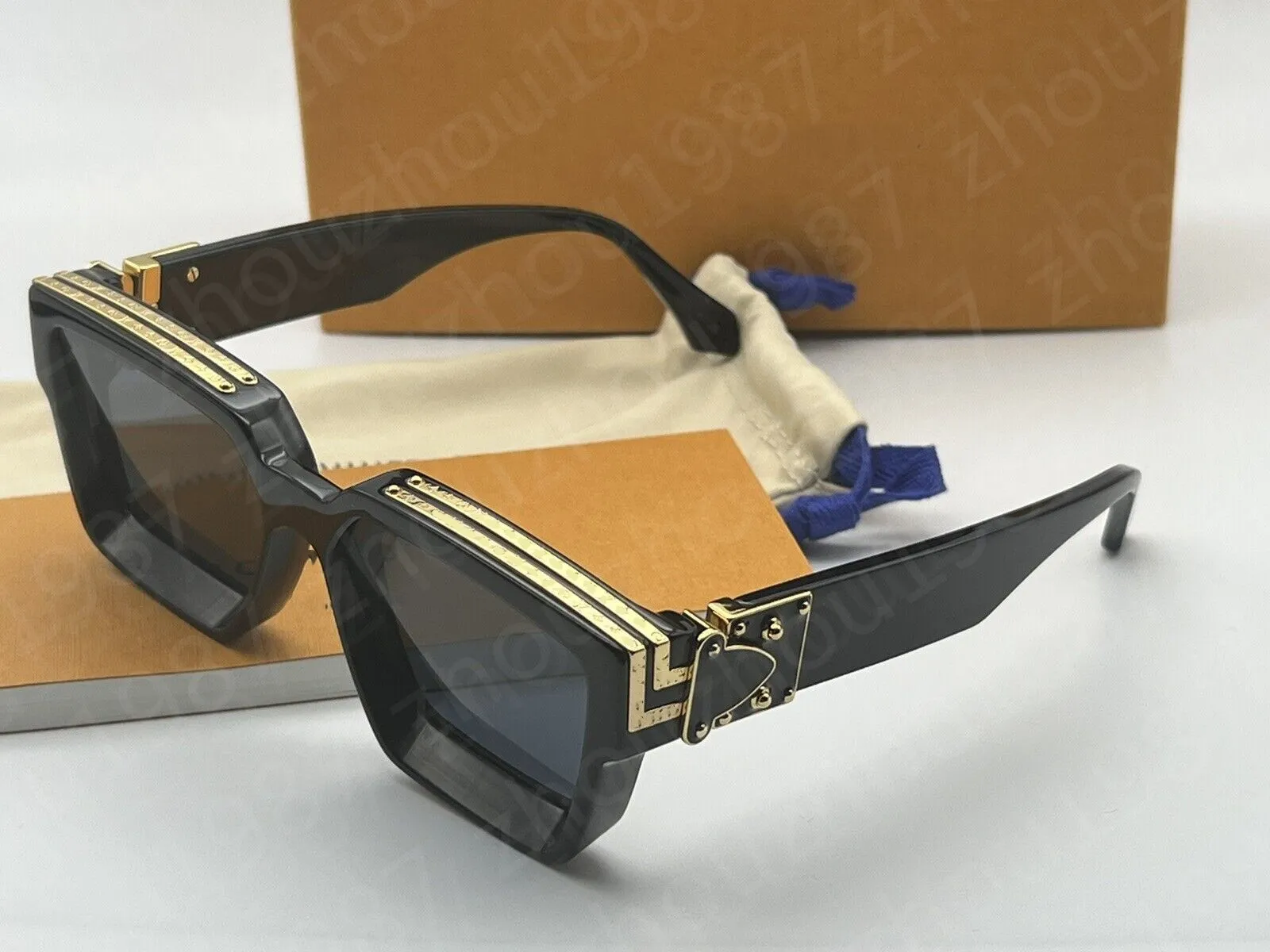 Lyx 1.1 miljonärer solglasögon för män kvinnor full ram vintage designer miljonär 1.1 solglasögon män miljonär svart logotyp gjord i Italy96006