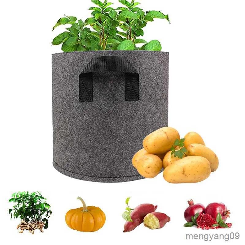 Planters Pots 1/2/3/5/7/10 Gallons Plant Grow Bags Felt Strong Vegetable Growing Planter with Handle Flower Pots Garden Greenhouse Container R230620