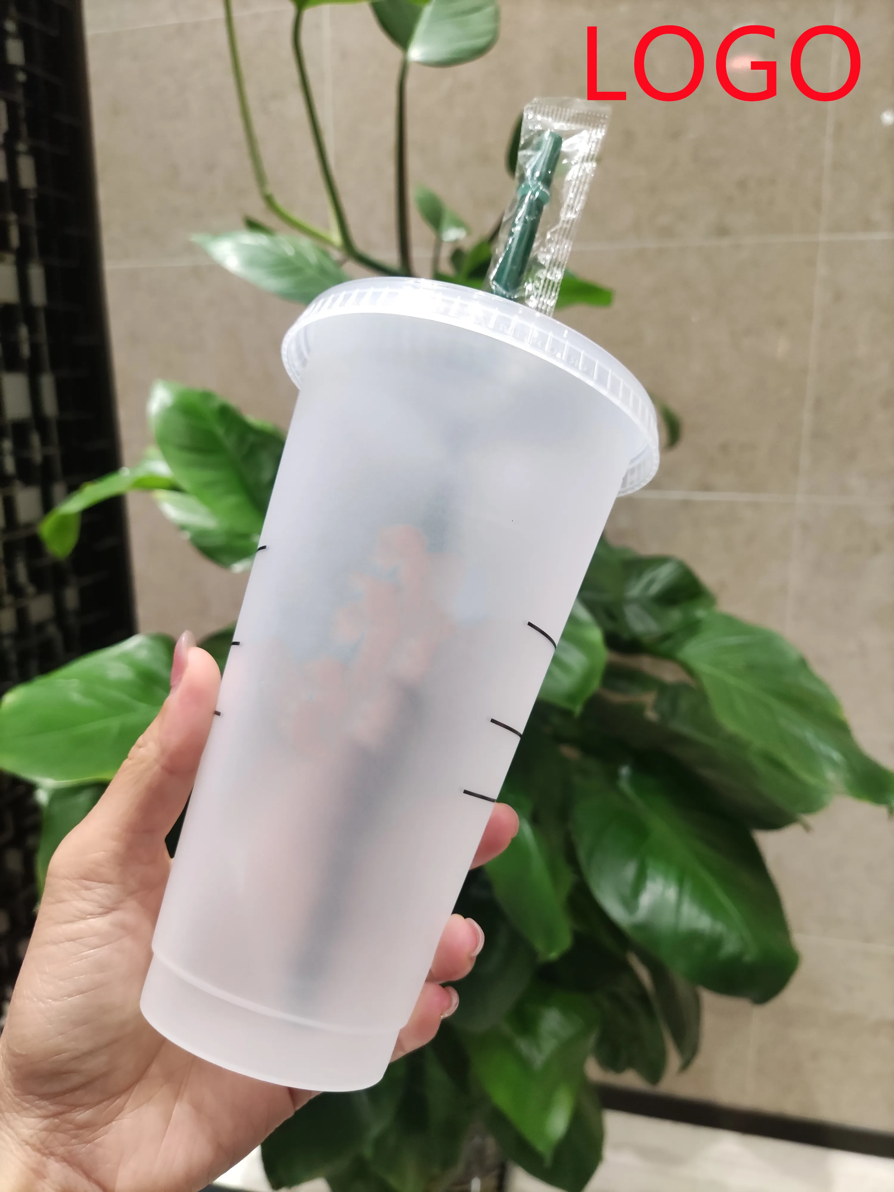 Deusa da sereia 24oz 710ml canecas de plástico tumbler reutilizável claro beber fundo plano pilar forma tampa copos de palha caneca