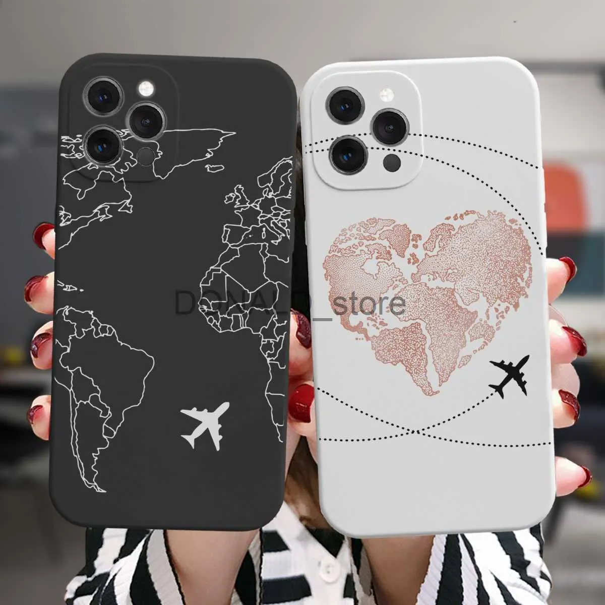 Случаи по сотовым телефонам для iPhone 13 12 11 14 Pro Max 14plus 13Mini Case Fashion Luxury Popular Planes World Map Candy Candy Silicone Cover J230620