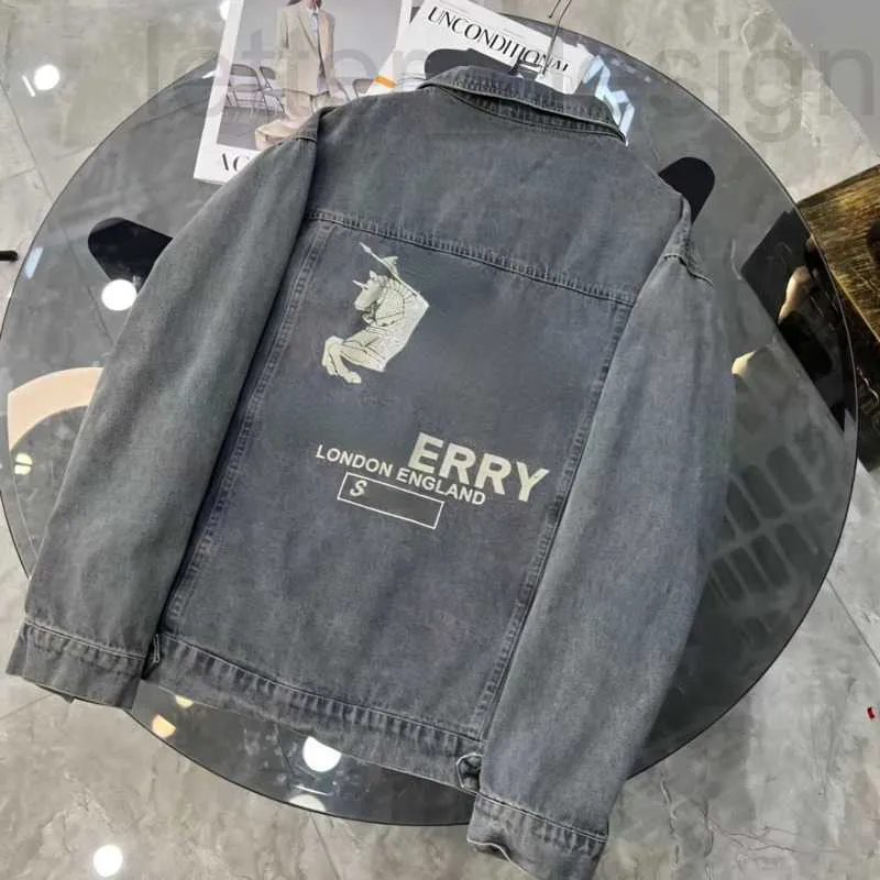 Erkek Ceketler Tasarımcı Erkek Kadın Denim Ceket TB Warhorse Baskı Beyzbol Giyim Tasarımcı Moda Vintage Colting Mens hırka kot palto 4xl I49G