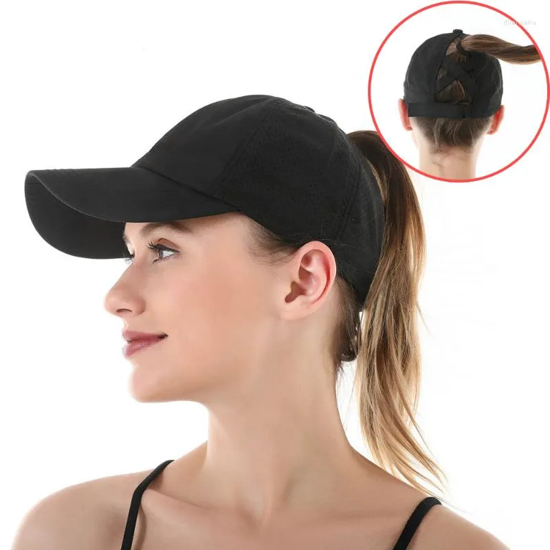 Cycling Caps Ponytail Baseball Cap For Women Quick Dry Mesh Summer Hats Sport Running Golf Pure Color High Hat