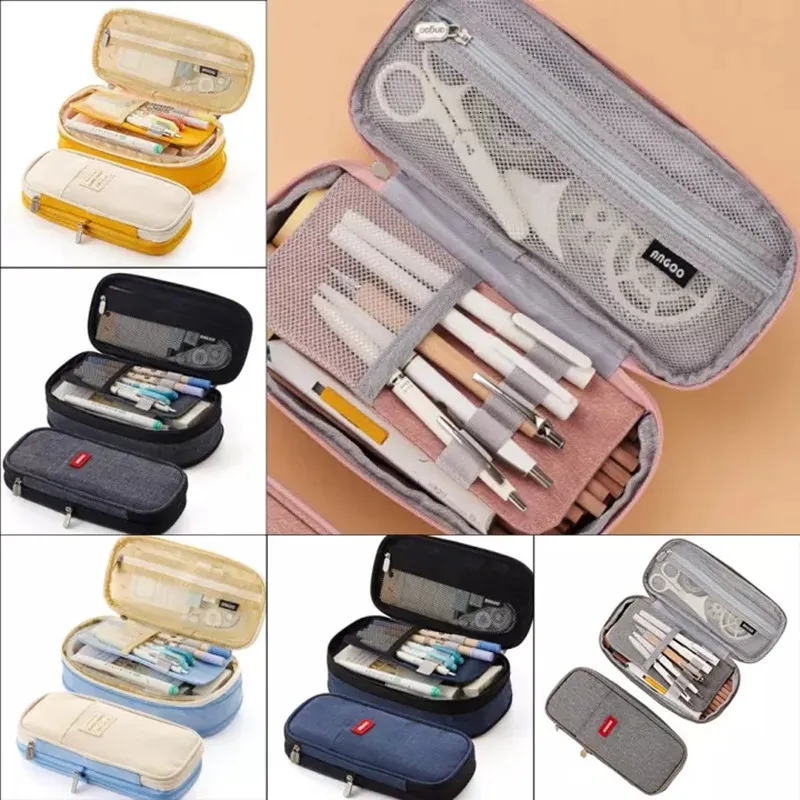 Large Pencil Case Big Capacity Pencil Pouch Bag Pen Holder 3 Compartments  School Supplies Stationery Storage Organizer For Middle High School Office  C
