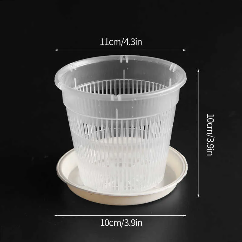 Breathable Transparent Flower Pot With Trays Control Root And Orchid