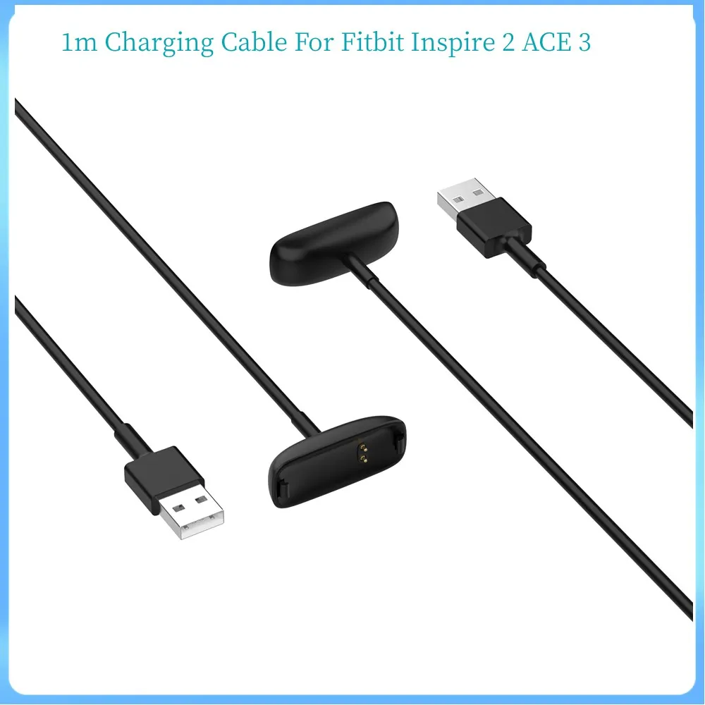 2st/Lot 1M laddningskabel för Fitbit Inspire 2 Ace 3 Cord Clip Dock USB Snabb laddningskabel Smart Watch Line Power Adapter