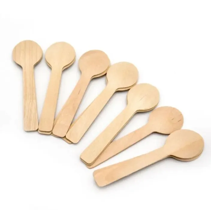 Disposable Wooden Spoon Mini Ice Cream Spoon Wood Western Dessert Scoop Wedding Party Tableware Kitchen Accessories SN2111