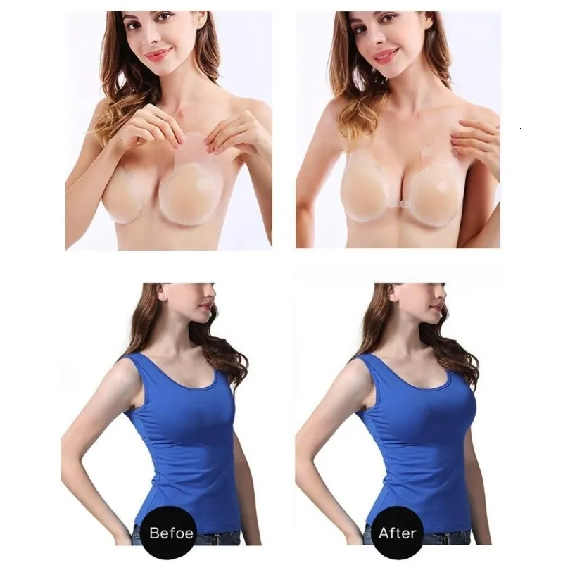 Göğüs Yastığı Kadınlar Yapışkan Yapışkan Sütyen Silikon Straplez Push Görünmez Kaldırma Göğüs Yastığı Yeniden Kullanılabilir Meme Kavuzu ön bırak 230621