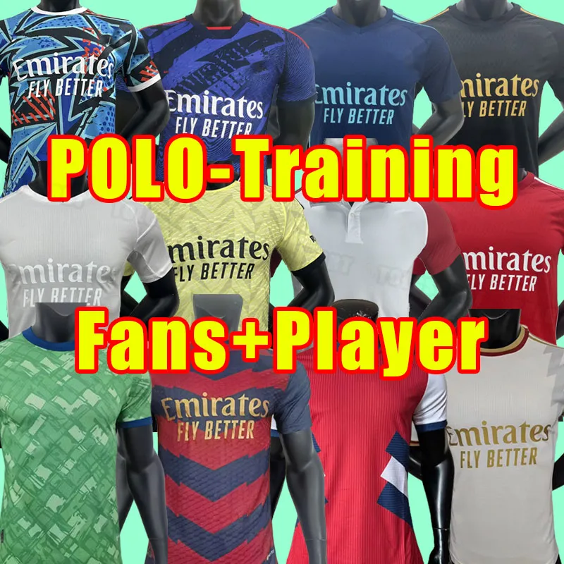 Version joueur Jerseys de football 23 24 SMITH ROWE SAKA MARTINELLI TIERNEY 2023 2024 Chemise de football Hommes Odegaard G.JESUS FABIO VIEIRA Formation Icon Polo