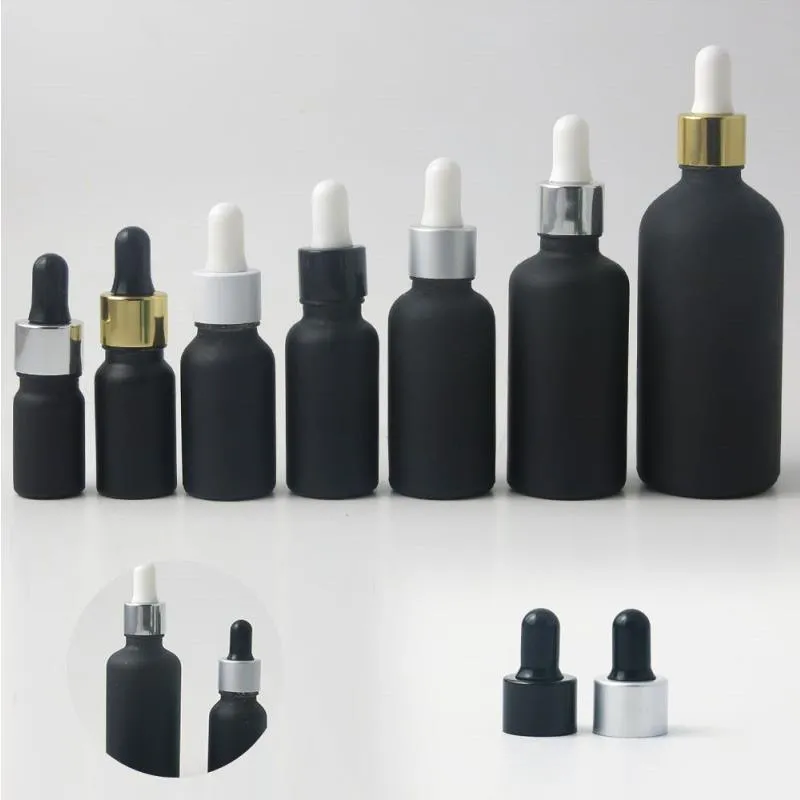 200 x 100 ml 50 ml 30 ml 20 ml 15 ml 10 ml 5 ml flacons compte-gouttes en verre noir mat flacon d'huile essentielle en verre avec compte-gouttes Quhxj