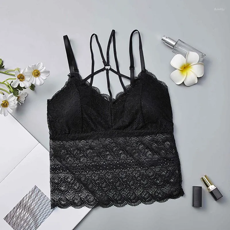 Canotte Canotte Canottiere imbottite sul petto Canottiere sexy da donna Canotte per intimo fitness Top corto in pizzo bralette 2023