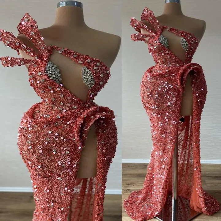 2023 ASO EBI Mermaid Red Prom Dress Crystals Sequined Lace Evening Formal Party Second Reception Birthday Bridesmaid Engagementklänningar Klänningar Robe de Soiree ZJ423