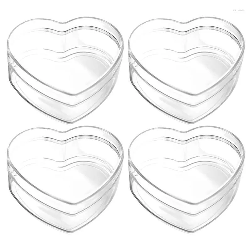 Opakowanie na prezenty 4PCS Serce Candy Pudełka Clear Plastikowe Pakowanie do ciastek na przyjęcie weselne Baby Shower