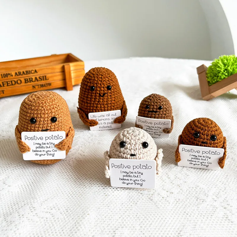 Save Big on Bulk Small Potatoes Plush Toys Funny Christmas Ornaments:  Positive Potato Knitted Doll Tiny Yarn Home Decor Ornament, Miniature  Kitchen