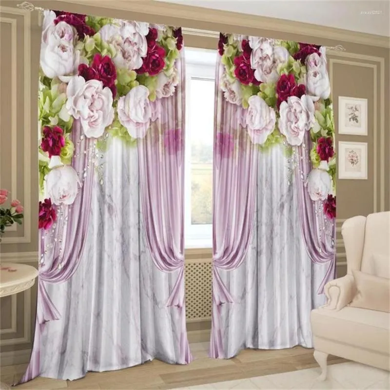 Vorhang Eleganz Frühling Hochzeit Blume Rose Rot Rosa Moderne 2 Stück Dünne Fenster Für Wohnzimmer Schlafzimmer Wohnkultur